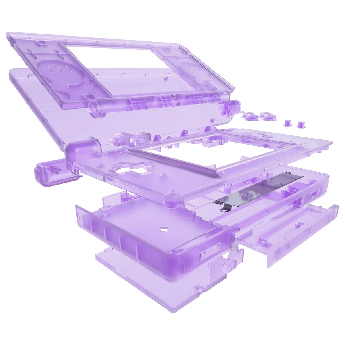 eXtremeRate Cover Scocca Tasti Ricambio per Nintendo DS Lite,Custodia Pulsanti Kit Shell Case per Nintendo DS Lite NDSL(NON Include Console)-Trasparente Viola