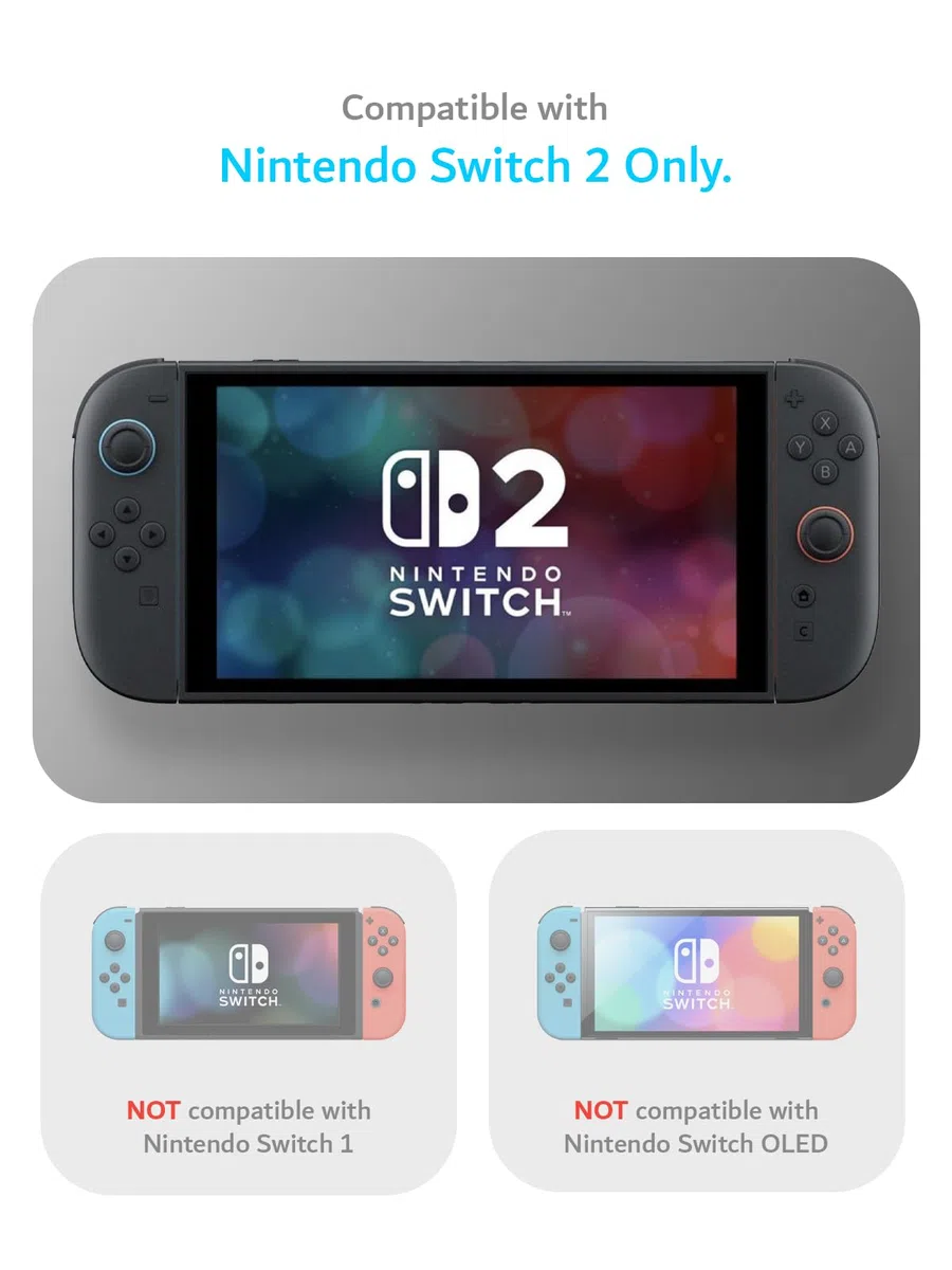TUDIA Custodia a Scatto Compatibile con Nintendo Switch 2 (2025) [Accesso al Supporto] Cover Sottile e Antigraffio per Impugnatura Ergonomica in TPU Antiurto (Nero, Retro Trasparente)