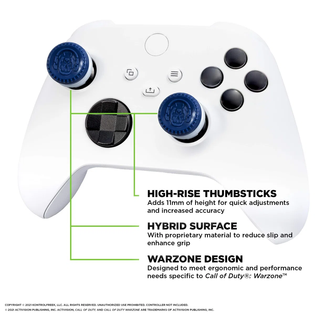 KontrolFreek Call of Duty: Warzone Performance Thumbsticks per Xbox One e Xbox Series X | 2 levette ibride a profilo alto | Blu/Grigie