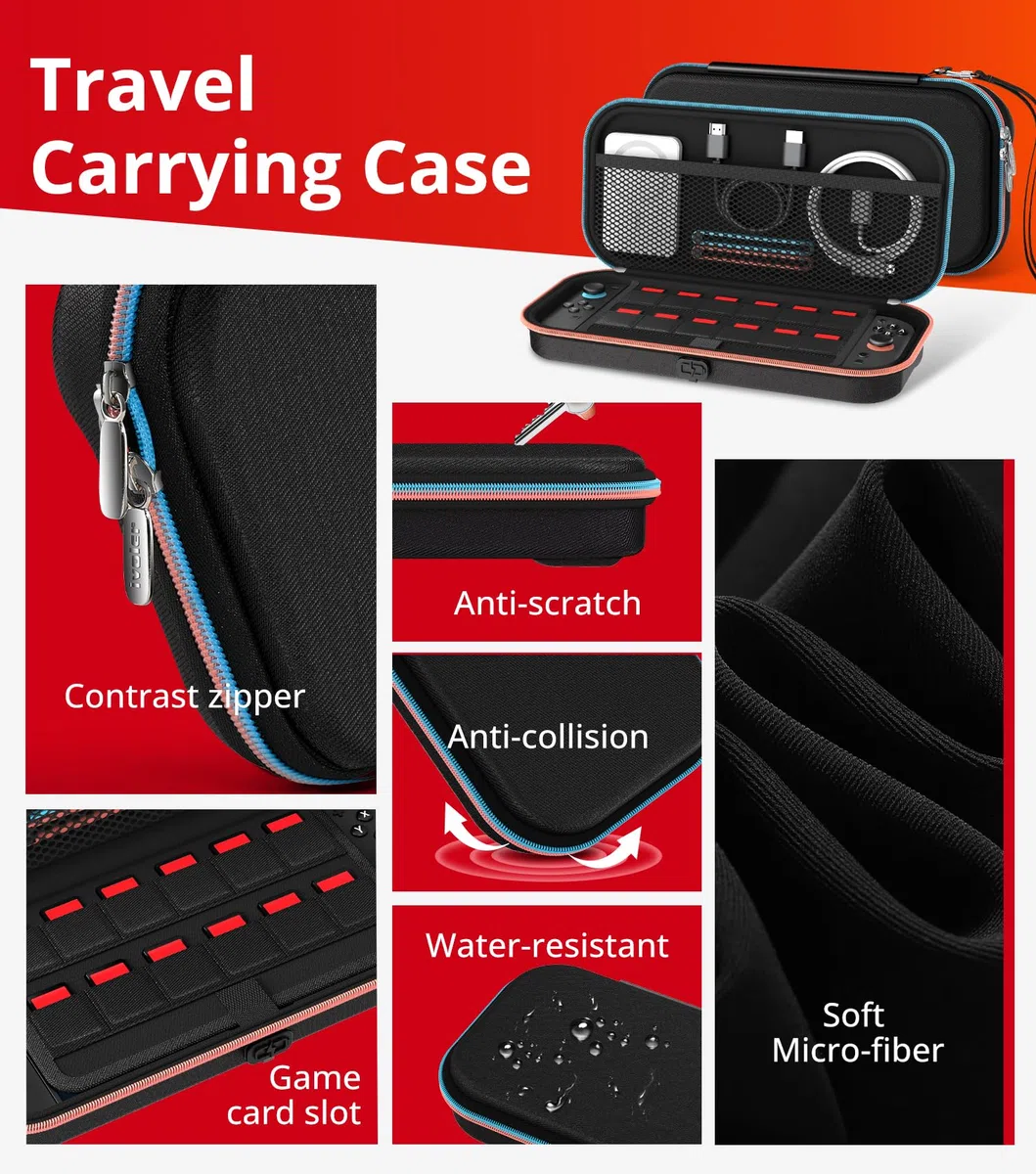 iVoler 21 in 1 Kit di Accessori per Nintendo Switch 2 - Include Custodia di Ricarica, Cover Protettiva, Pellicole Protettive, Volanti, Impugnature, Supporto, Custodia per Schede di Gioco, ecc - Nero