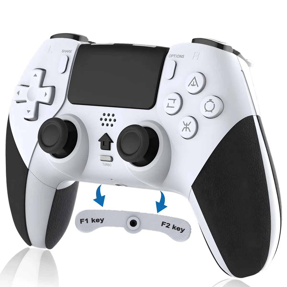 REKBOO Controller per PS4, Wireless Controller per PS4 con Microfono Audio Jack, Controller P4 a Doppia Vibrazione con Giroscopio a Sei Assi, Macro, Turbo, Touch Screen, Batteria 800mah
