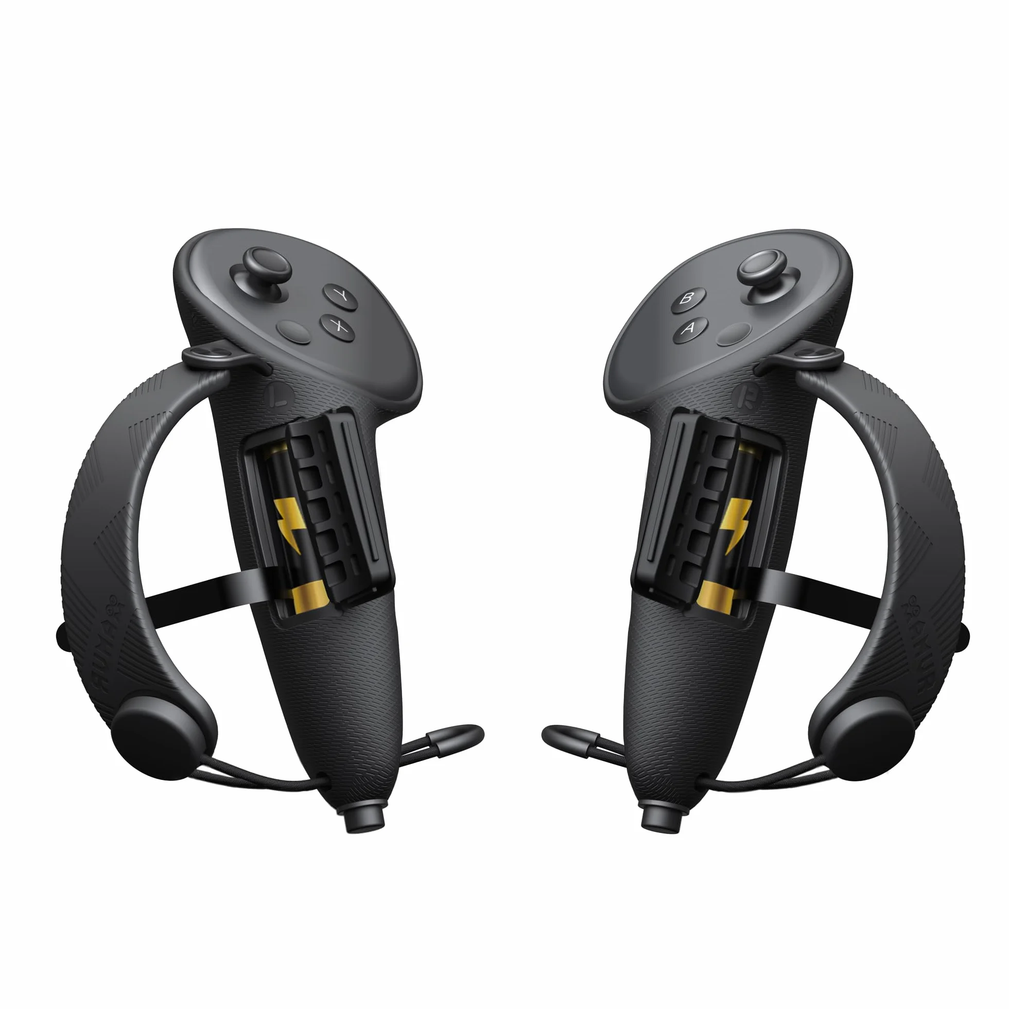AMVR Extended Controller Grips Cover Compatible with Meta/Oculus Quest 3S/Quest 3 Accessories, with Battery Opening Cover and Knuckle Straps Protector, Suitable for Large Hands