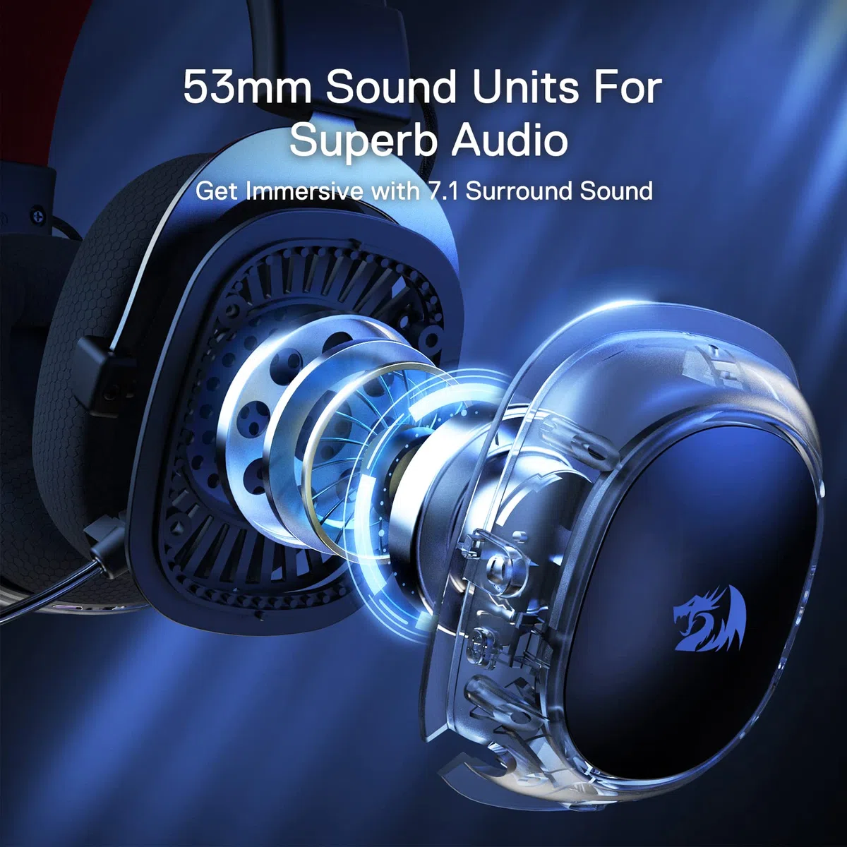 Redragon H510 Zeus-X RGB Cuffie da gioco senza fili - Suono surround 7.1 - Driver audio da 53MM con cuscinetti auricolari in memory foam con rivestimento in tessuto resistente - Alimentazione USB