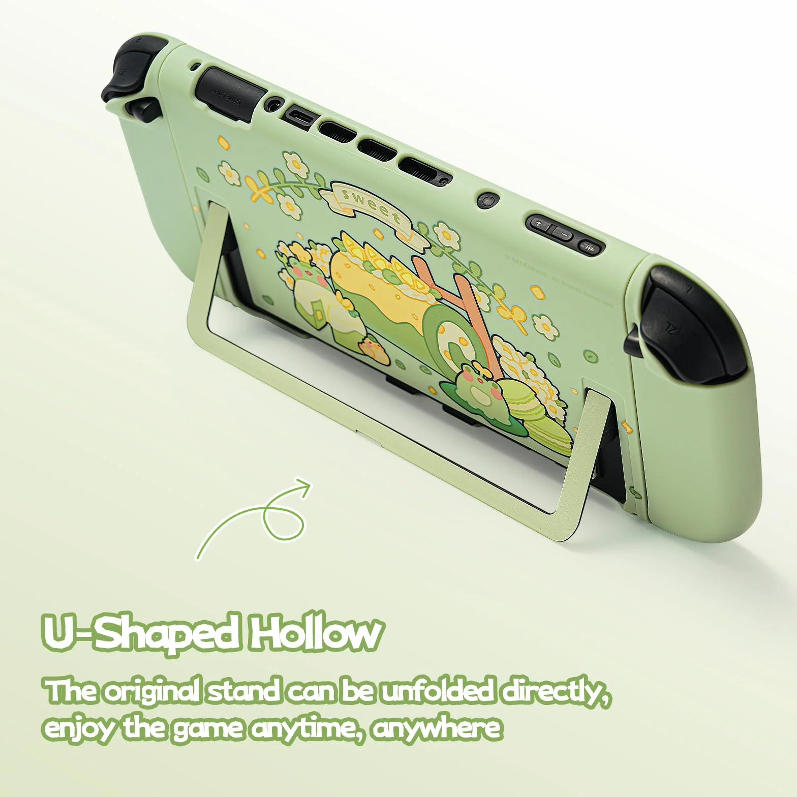 GeekShare Custodia protettiva compatibile con Switch 2, cover rigida in PC sottile agganciabile progettata per console di gioco Switch 2 e controller JC Handle - Matcha Froggy