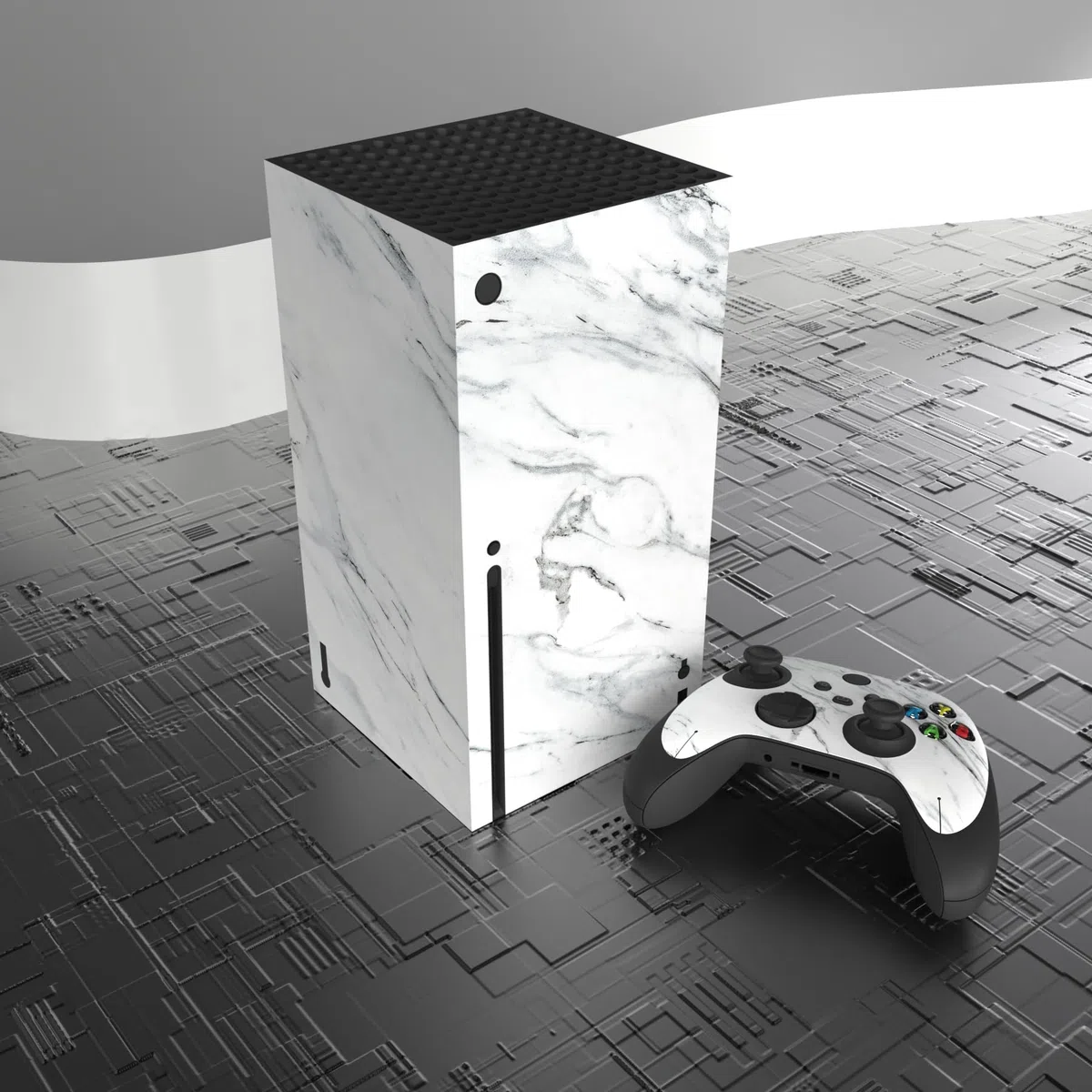 PlayVital Adesivo Skin per Xbox Series X Console&Controller Sticker Decal Cover Vinile per Xbox Series X-Marmo Bianco Moderno