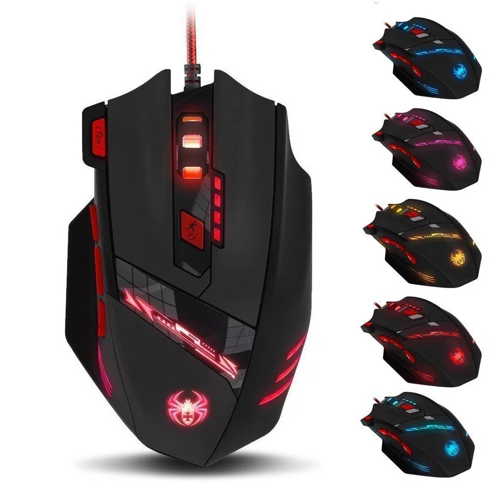 zelotes Mouse Gaming Cablata,9200DPI,8 Pulsanti Programmabili,Pesi Regolabili,RGB,Prestazioni Elevate,Design Ergonomico,Mouse da Gioco con Filo USB per PC,Mac,Laptop,Nero