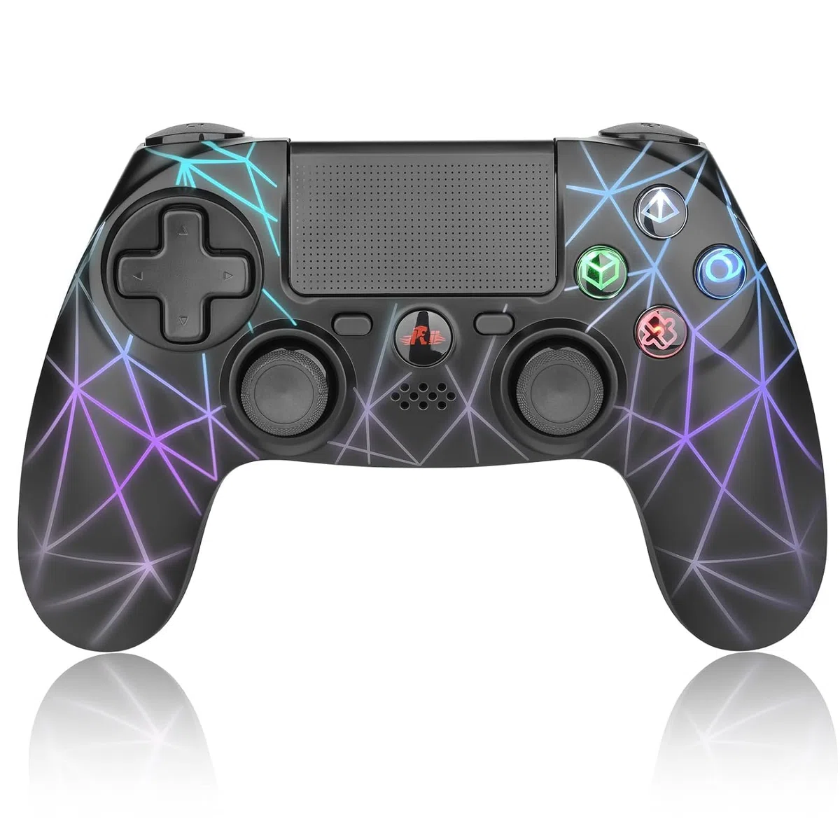 Rii Gaming GP600 - Gamepad Bluetooth + USB con mouse touchpad, altoparlante, microfono, vibrazione e retroilluminazione compatibile con PlayStation 4, Windows, Mac, Android, Fire TV, Raspberry Pi