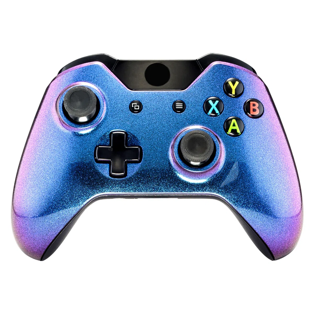 eXtremeRate Cover Custodia Copertura Frontale Guscio Anteriore Scocca Ricambio per Xbox One Standard Controller con/senza Porta per Jack da Cuffie 3,5mm(Camaleonte Viola Blu)