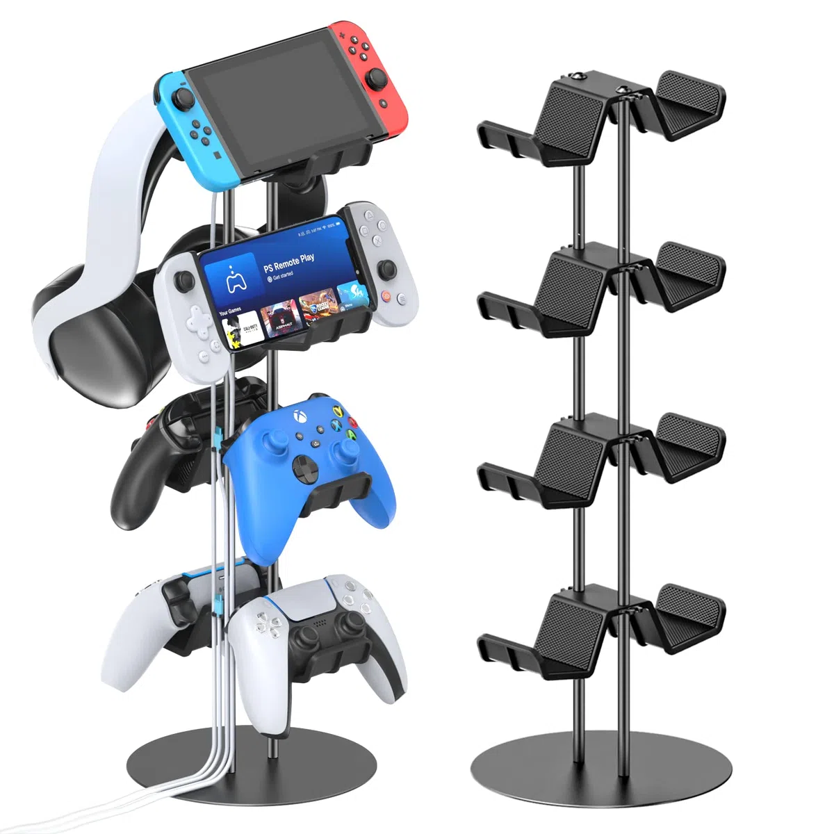 Supporto Cuffie e Joystick a 4 Livelli, Porta Cuffie e Joystick Universale per PS5/PS4/Xbox/Nintendo Switch, Porta Controller a 8 Grandi Capacità, Accessori Gaming Organizer per Controller e Cuffi