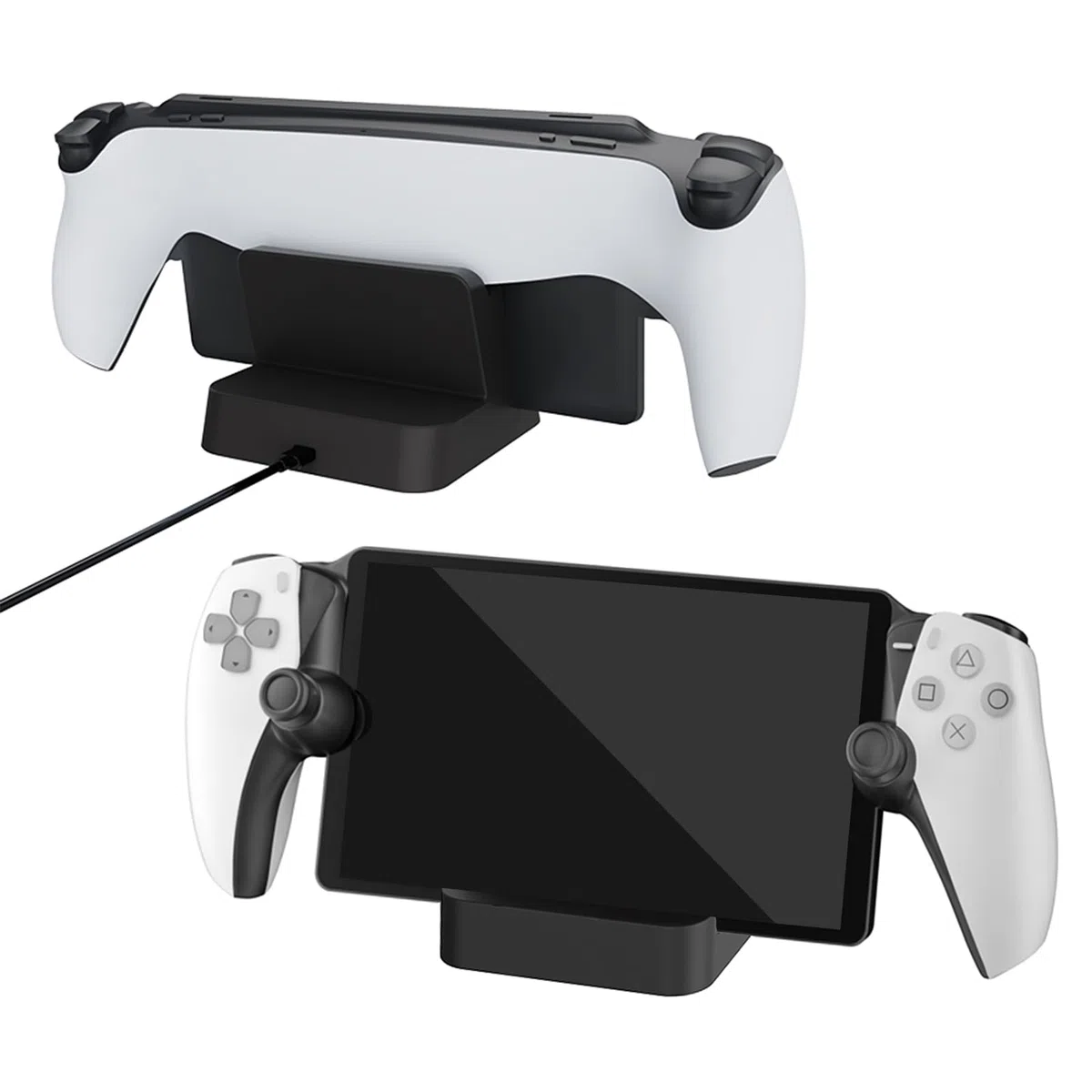 Dock di ricarica con porte USB C rimovibili compatibile con PS Portal Remote Player (Nero)