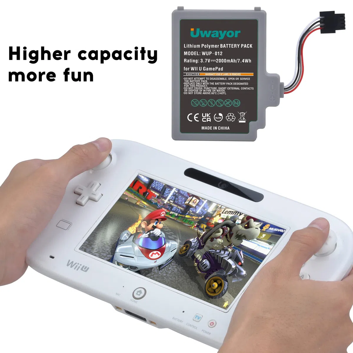 Batteria 2000 mAh Wii U Gamepad Controller Batterie di ricambio per Wii U Gamepad Controller 3,7 V Alta Capacità con Cacciavite
