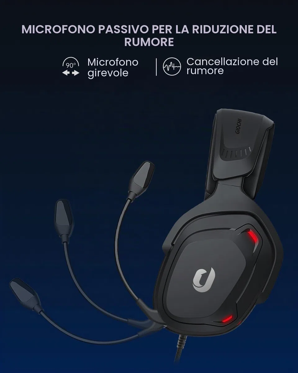 JIMYIU Cuffie Gaming per PS4 PS5 PC Xbox Series X|S One,Cuffie Gaming Cablate con Microfono Cancellazione del Rumore,3.5mm,nero