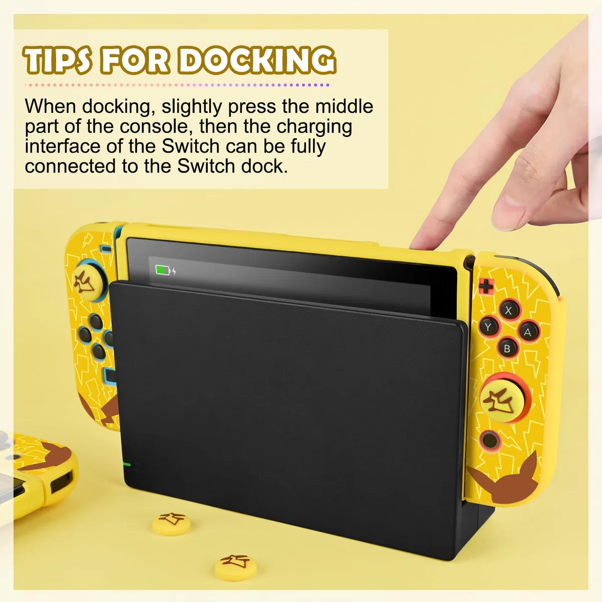 DLseego Custodia Compatibile con Switch 2017 Edition, Morbida Dockable Custodia Switch con 4 Copri levette analogiche, resistente ai graffi e all'assorbimento degli urti,Pika genio