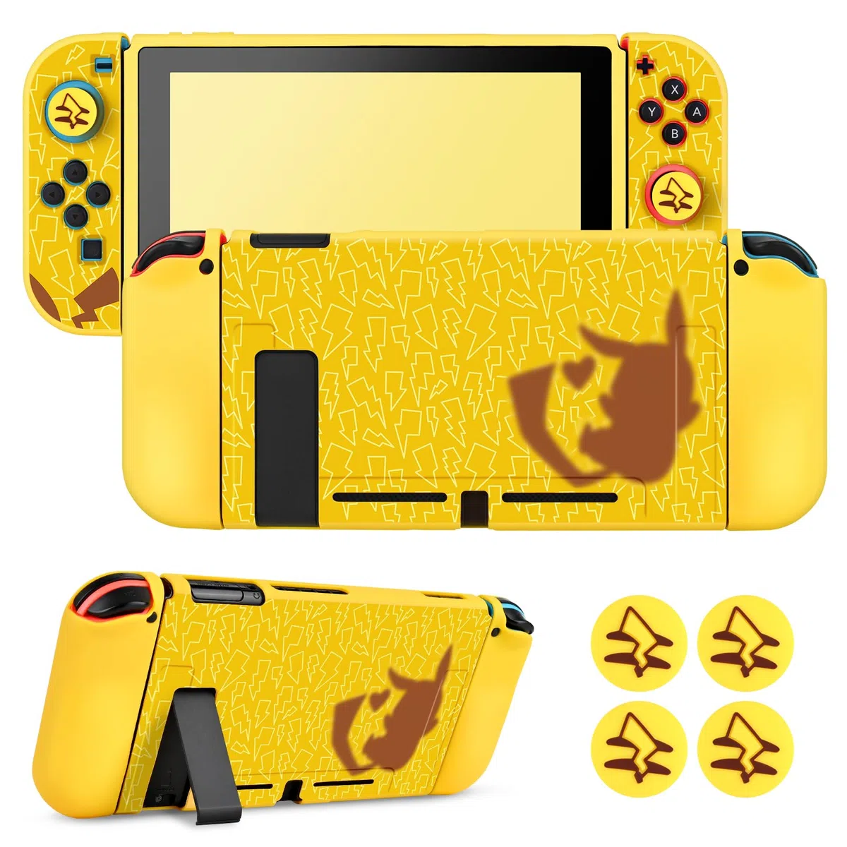 DLseego Custodia Compatibile con Switch 2017 Edition, Morbida Dockable Custodia Switch con 4 Copri levette analogiche, resistente ai graffi e all'assorbimento degli urti,Pika genio
