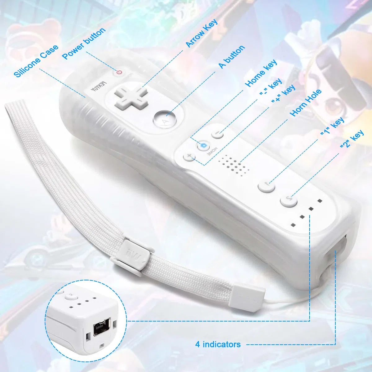 PENYUY Remote Controllers for Wii,Replacement Remote Game Controller Compatible with Nintendo Wii/Wii U, with Silicone Case and Wrist Strap (White)
