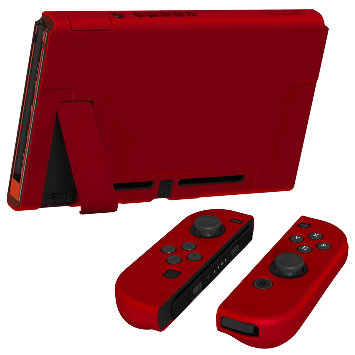 PlayVital Cover Protettiva per Nintendo Switch, Custodia Protettiva Copertura Rigida Grip Ergonomica per Joycon Controller-Rosso Scarlatto