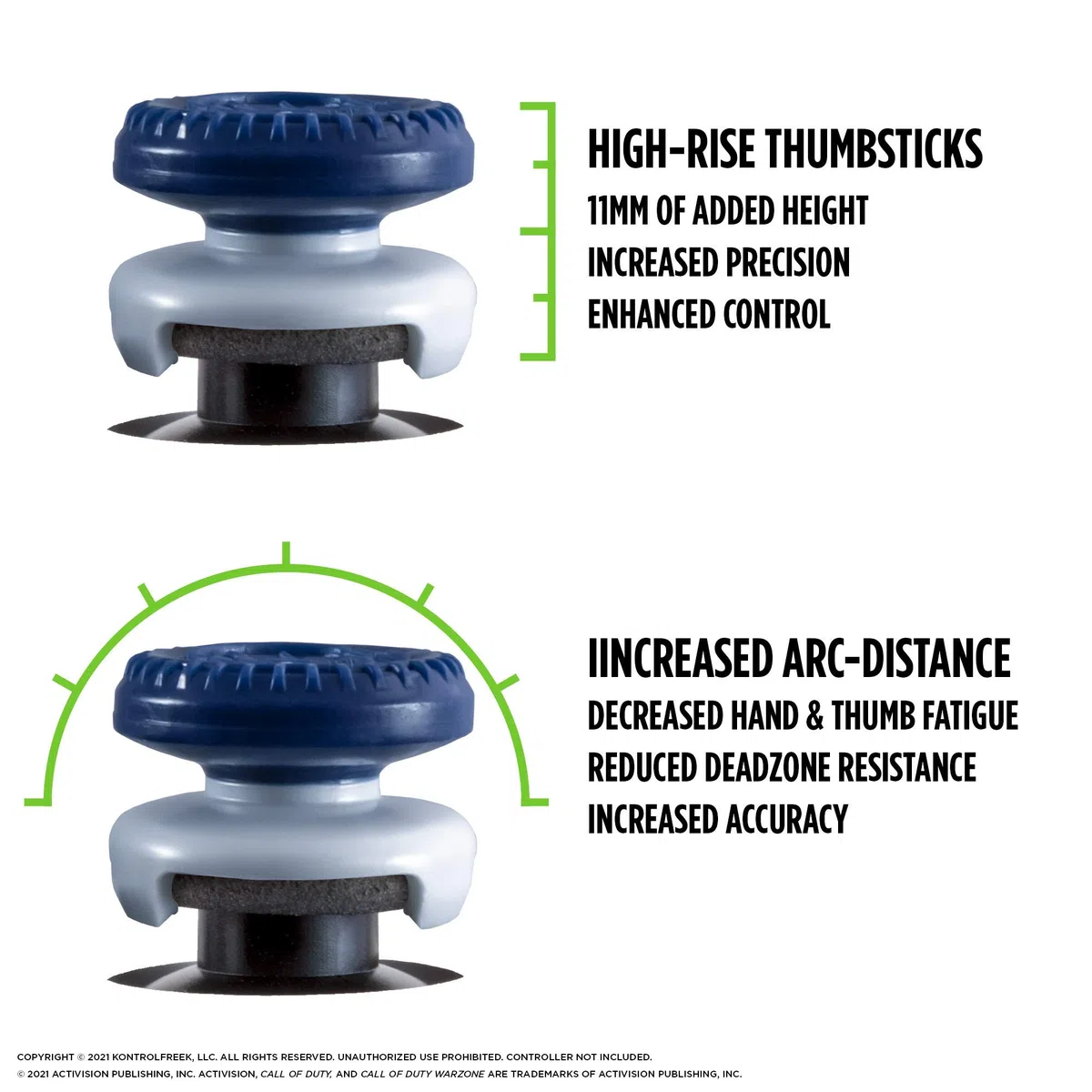 KontrolFreek Call of Duty: Warzone Performance Thumbsticks per PlayStation 4 (PS4) e PlayStation 5 (PS5) | 2 levette ibride a profilo alto | Blu/Grigie