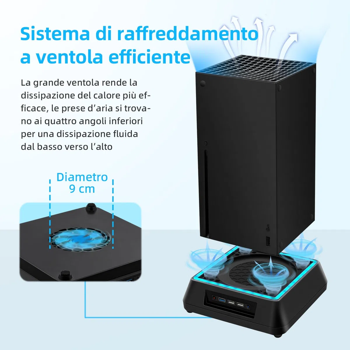 Ventola di Raffreddamento Aggiornata per Xbox Series X, Supporto di Raffreddamento con Indicatore LED e Sistema di Raffreddamento Regolabile a 3 Livelli di Velocità per Xbox Series X