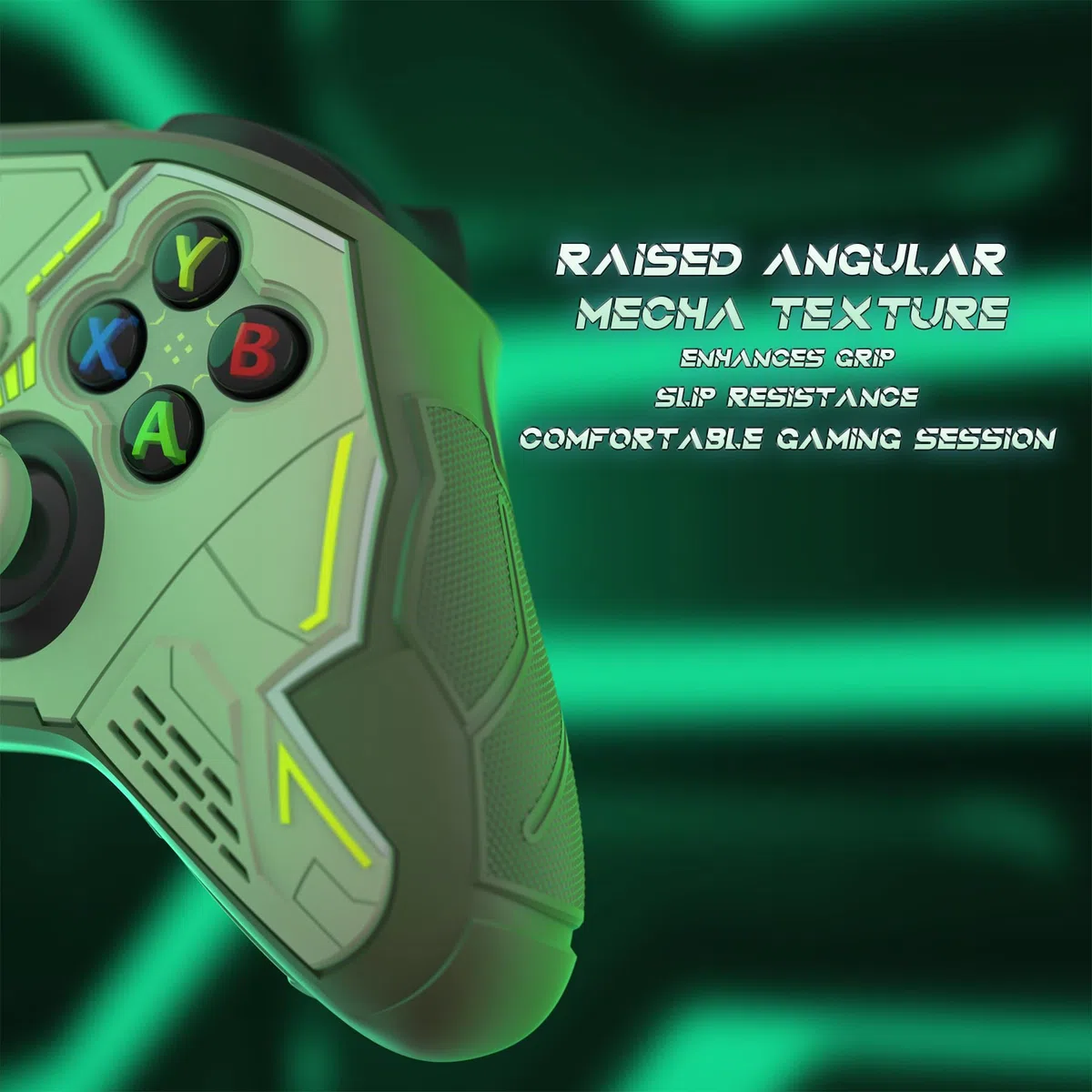 playvital Cover Controller per Xbox Series X/S Joystick, Custodia Silicone Case Grip Antiscivolo & Copri Levette Analogiche & Adesivi, Accessori Protettivi, Mecha Stellare-Verde