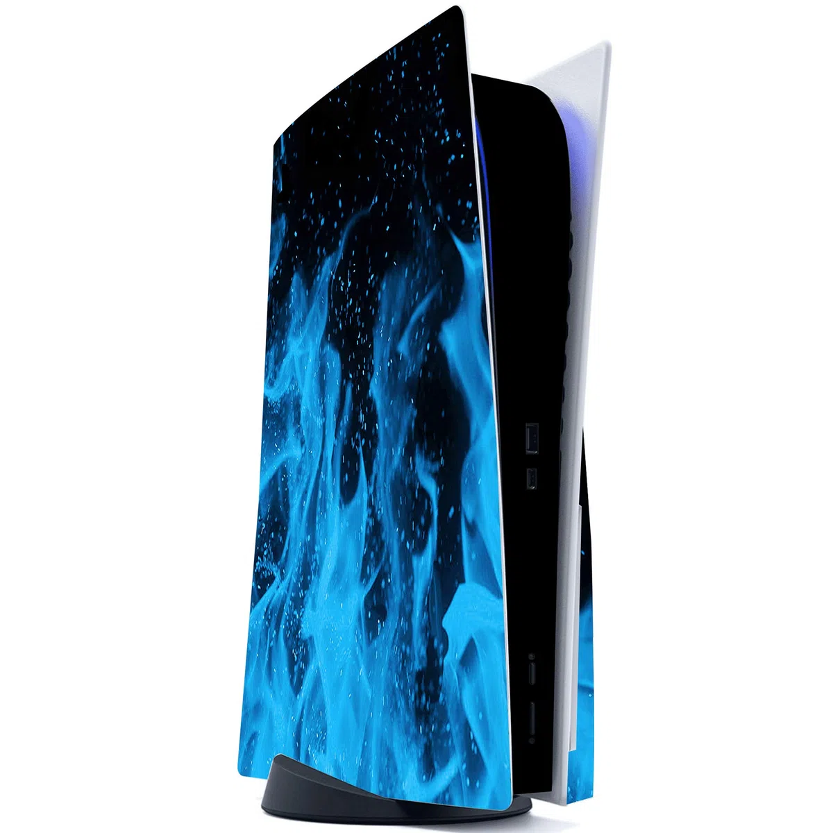PlayVital Adesivo Skin Sticker Decal Vinile per ps5 Standard Disc Edition Console & Controller & Telecomando & Cuffie & Base di Ricarica - Fiamma Blu