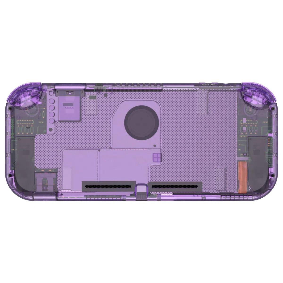 eXtremeRate Custodia Cover Scocca Pulsanti Tasti ABXY DIY Ricambio per Nintendo Switch Lite con Protezione Schermo Pellicola Vetro Temperato(Non Include Console)-Trasparente Viola Atomico