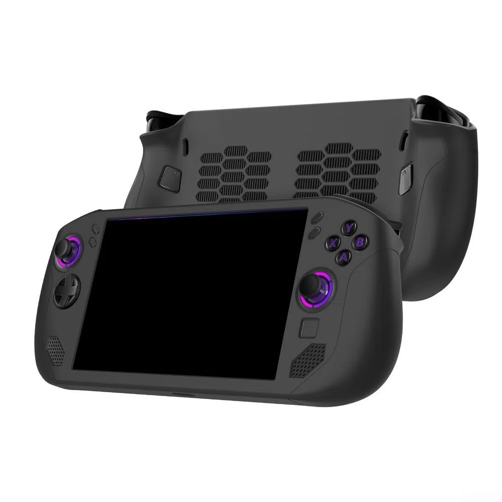 Custodia protettiva ergonomica in silicone per console portatile Legion GO S, cover morbida su misura per dispositivi da gioco, guscio in gomma resistente, compatibile con porte (nero)