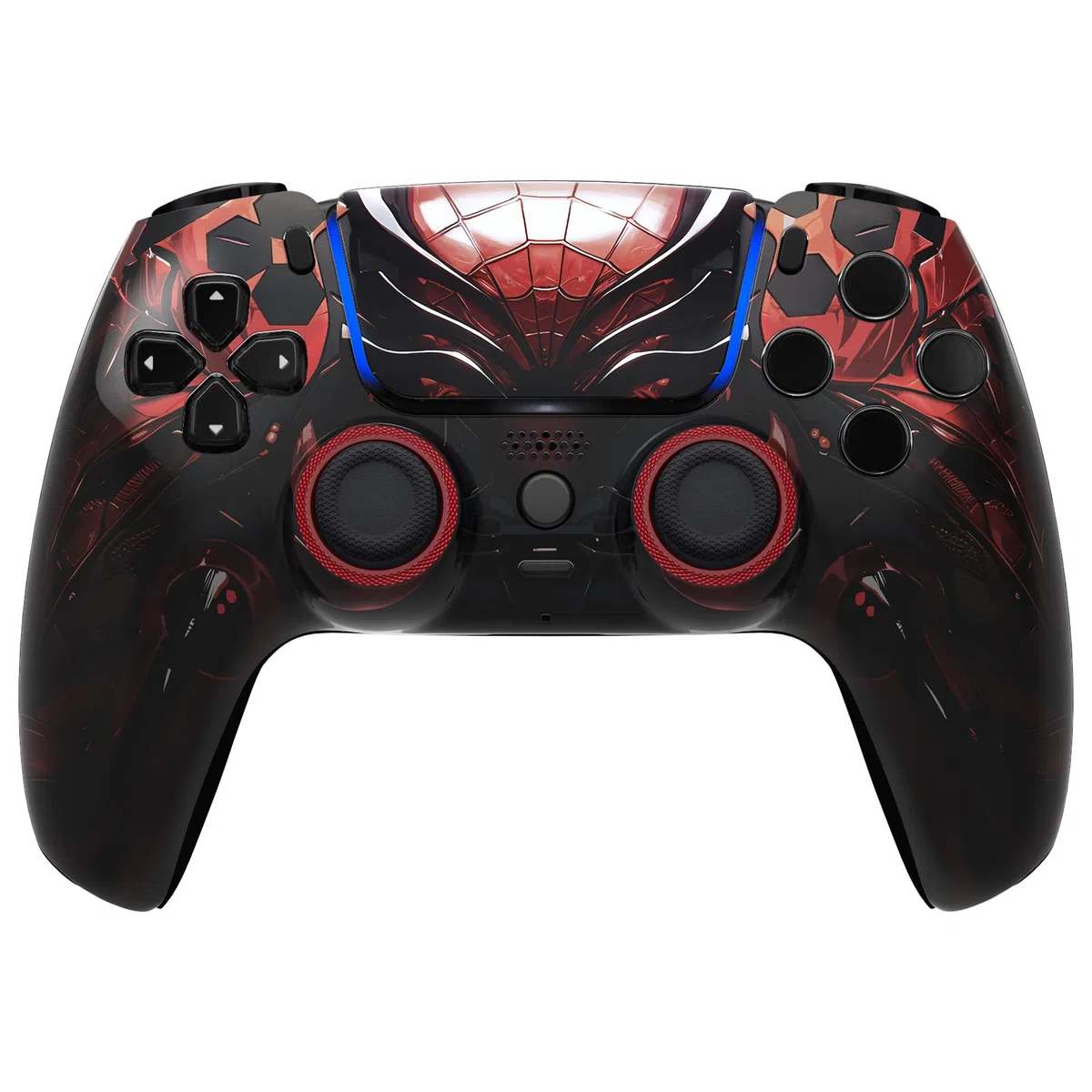 eXtremeRate Luna Cover Ricambio per ps5 Controller,Custodia Copertura Frontale Scocca Shell Ridisegnato&Touchpad&Anelli Compatibile con ps5 Joystick BDM 010/020/030/040/050-Armatura di Ragno