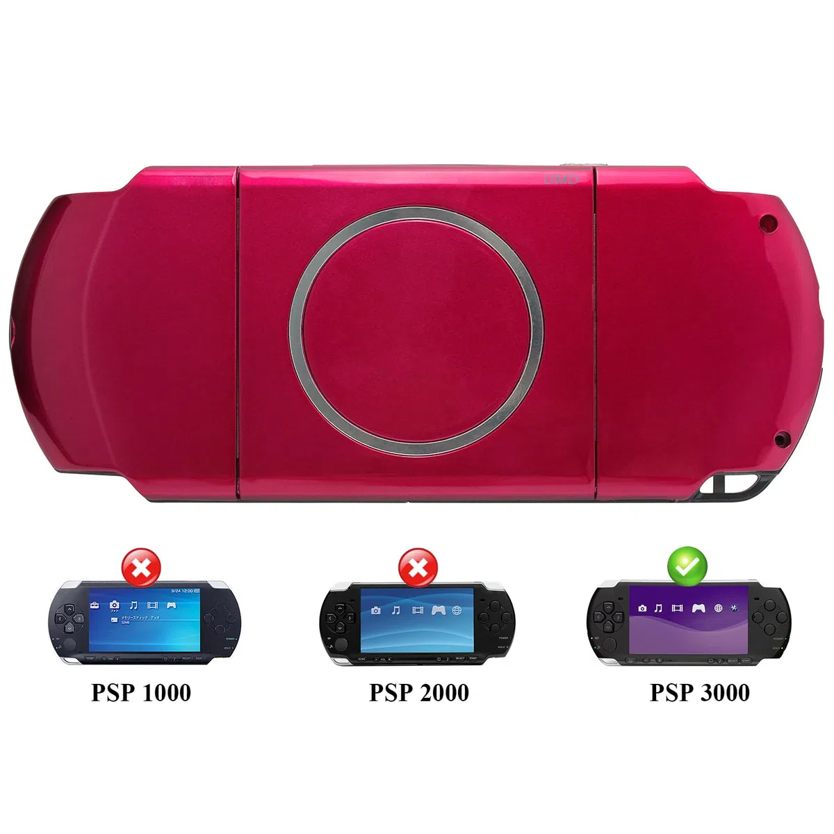OSTENT Sostituzione della Guscio di Alloggiamento Full Place Repair Repatibile Compatibile per la Console Sony PSP 3000 - Colore Rosso