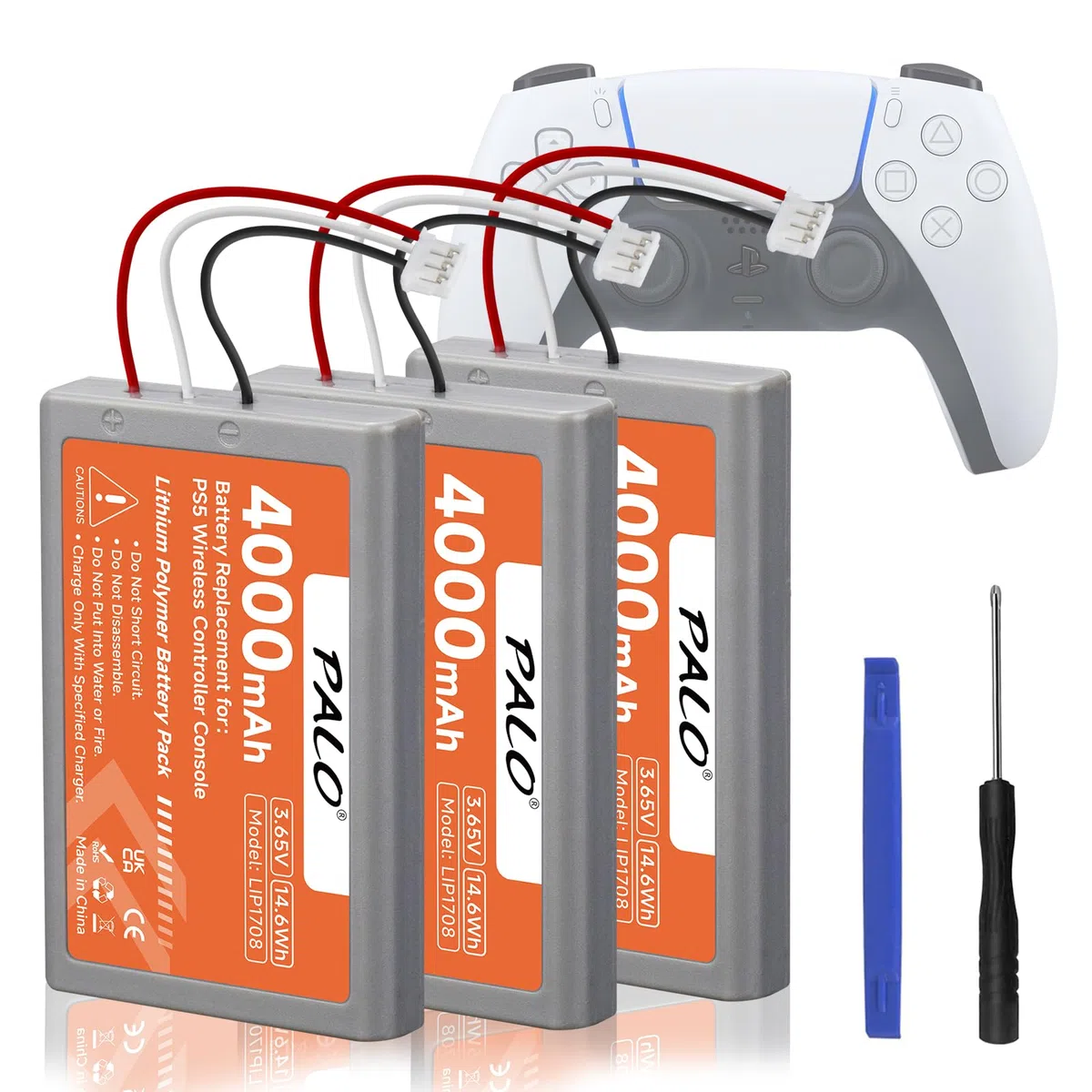 3 Batterie per Controller PS5 4000 mAh – 3,65 V/14,6 Wh al litio ricaricabile ad alta capacità per LIP1708, PS5 Dual Sense, CFI-ZCT1W, CFI-ZCT1J Wireless Controller