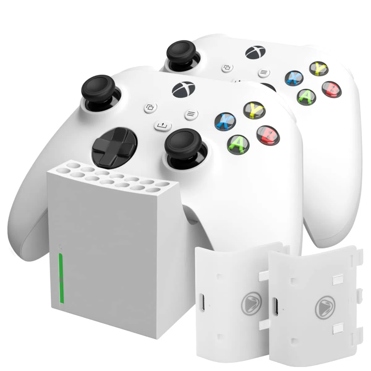 snakebyte Xbox TWIN CHARGE SX - white - Xbox Series X Charging Station for Series X Controller, Charger for 2 Wireless Controllers, 2 Batteries Rechargeable 800mAh, LED Charge Status, Series X Design