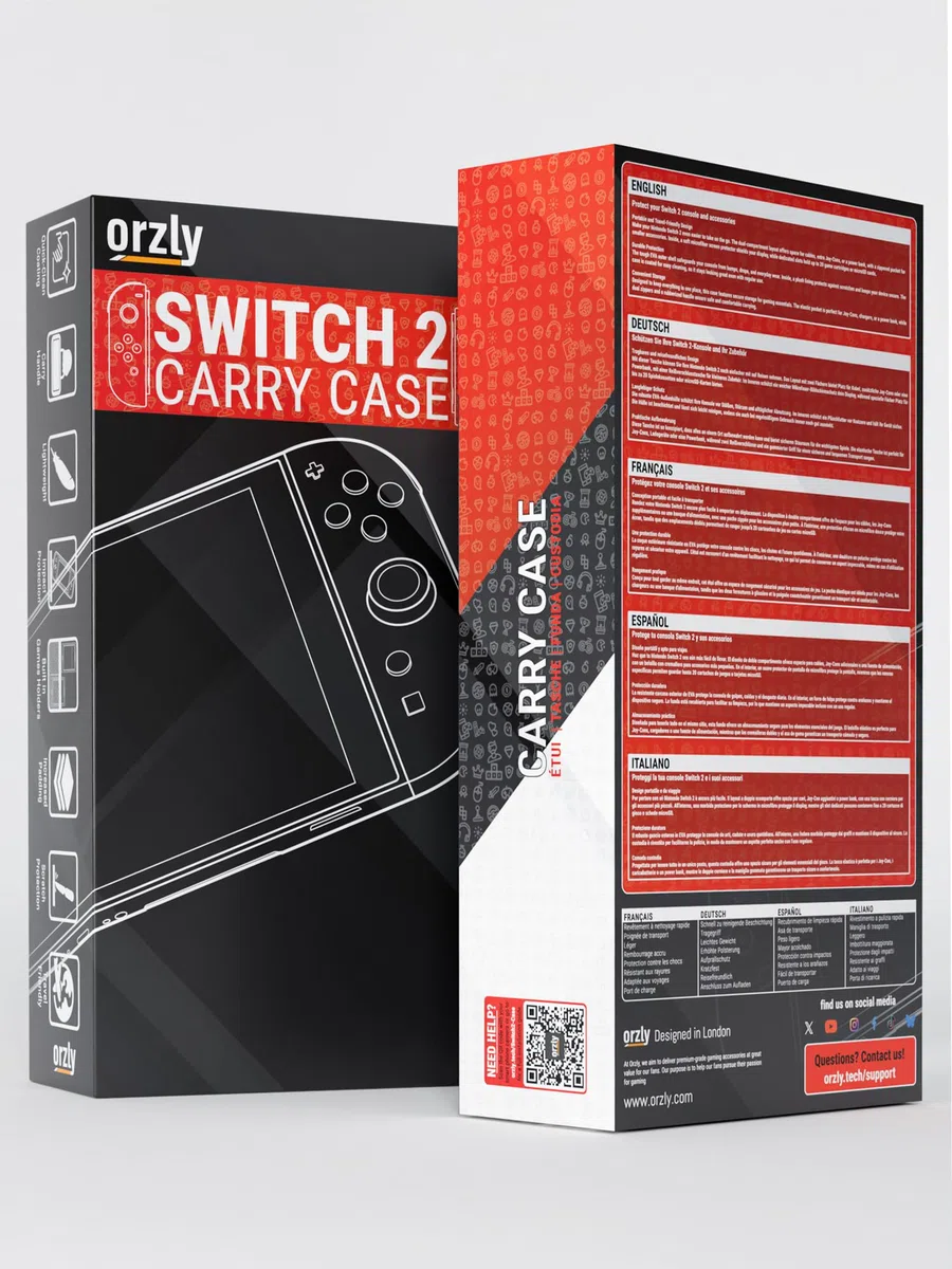 Orzly Custodia per Nintendo Switch 2, custodia protettiva da viaggio con pad per lo schermo, schede di gioco e slot MicroSD con tasche per gli accessori della console