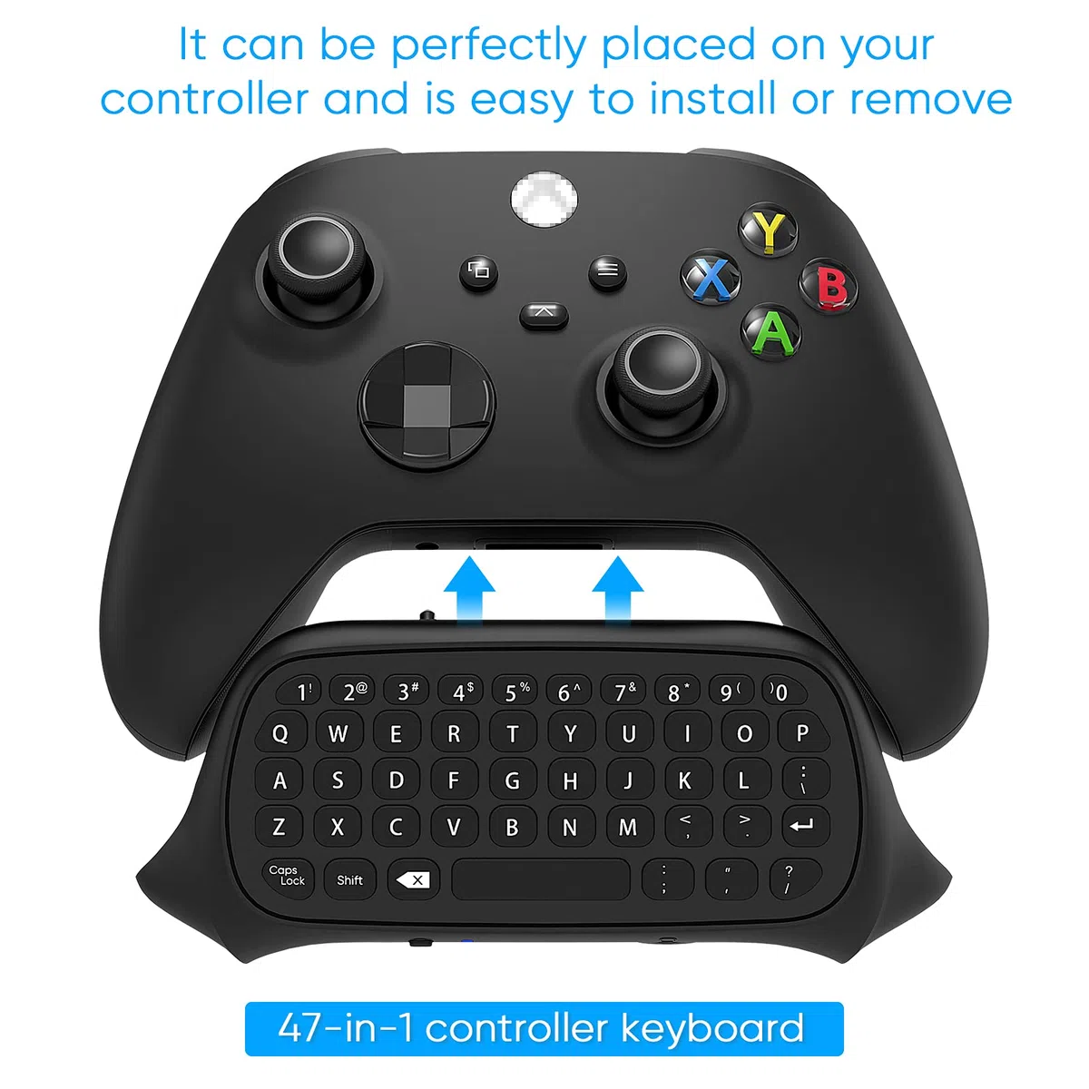 FYOUNG Tastiera wireless compatibile con controller Xbox Series X/S, chatpad da 2,4 GHz con connettore audio/auricolare, compatibile con Xbox One X/S – Nero