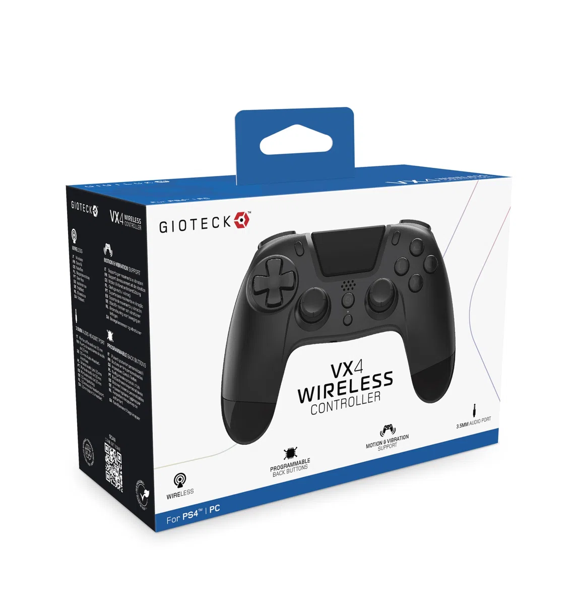 Gioteck VX4 Controller wireless per PlayStation 4 (PS4) - Nero con pulsanti posteriori programmabili - Compatibile con Bluetooth