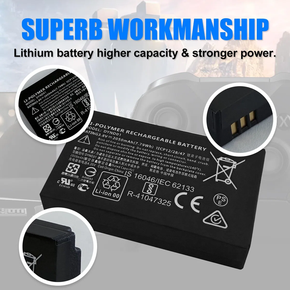 Batteria di ricambio per DYND01 – Compatibile con controller Microsoft Xbox Elite Series 2, 3,8 V 2050 mAh