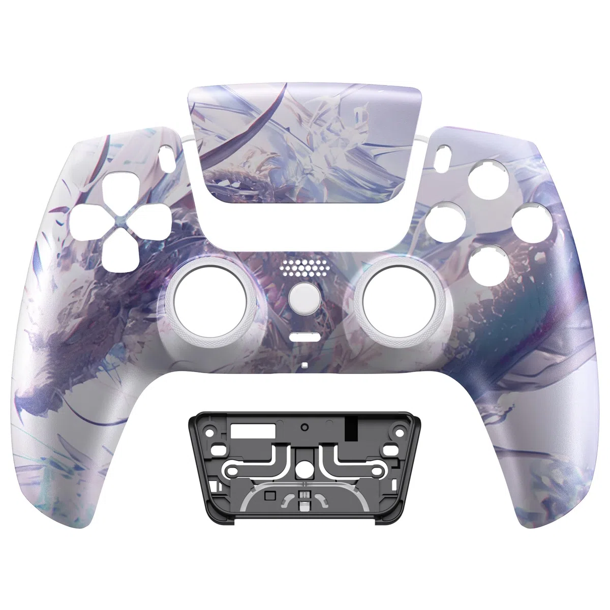 eXtremeRate Luna Cover per ps5 Controller Joystick,Shell Frontale Touchpad Ricambio,Scocca Ridisegnata&Anelli per ps5 Joypad BDM 010/020/030/040/050-Drago di Cristallo