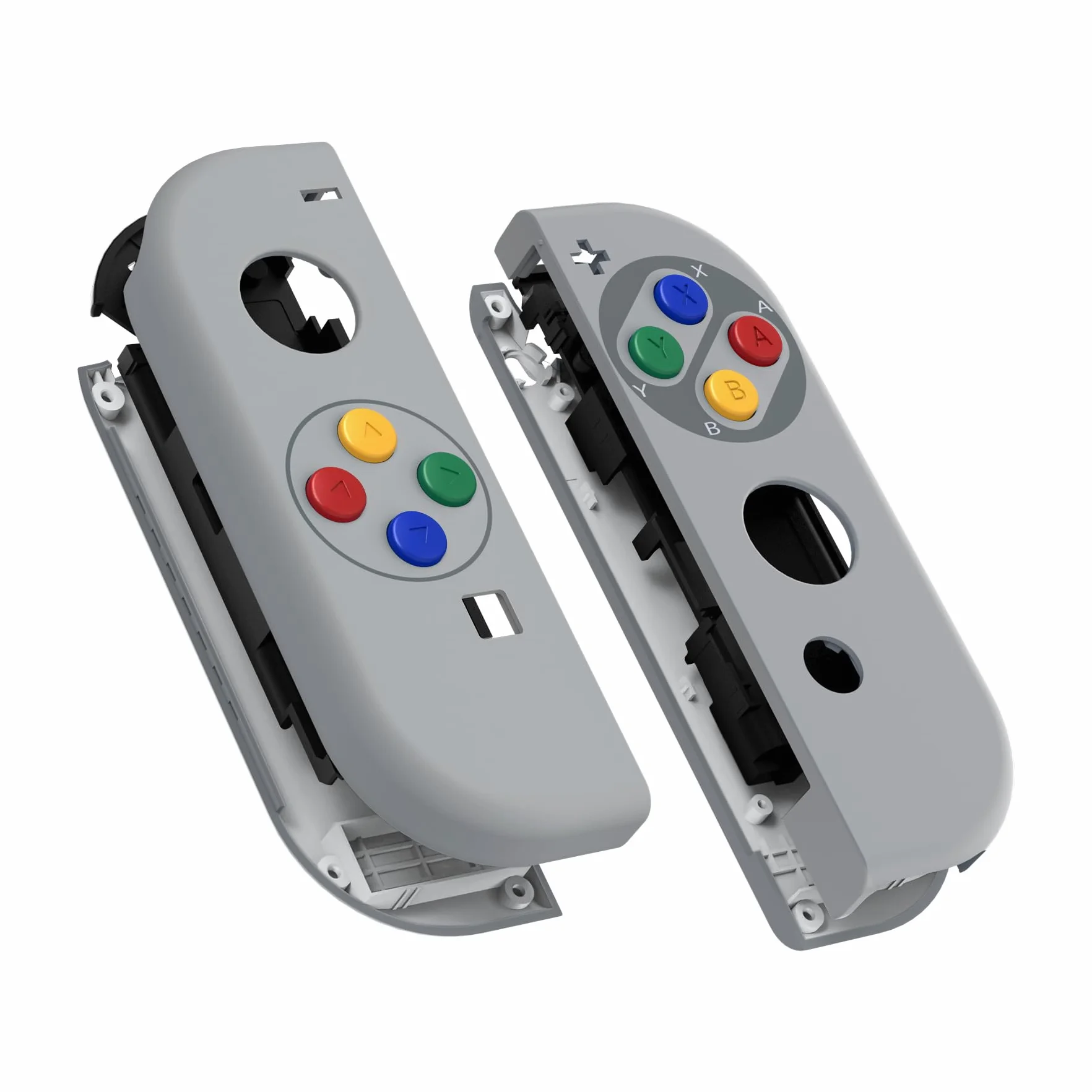 eXtremeRate Cover Scocca Tasti per Nintendo Switch OLED Joycon,Pulsanti Shell Guscio Custodia Case DIY Ricambio per Nintendo Switch Joystick Controller,Senza Joycon-Stile SFC SNES Classic EU