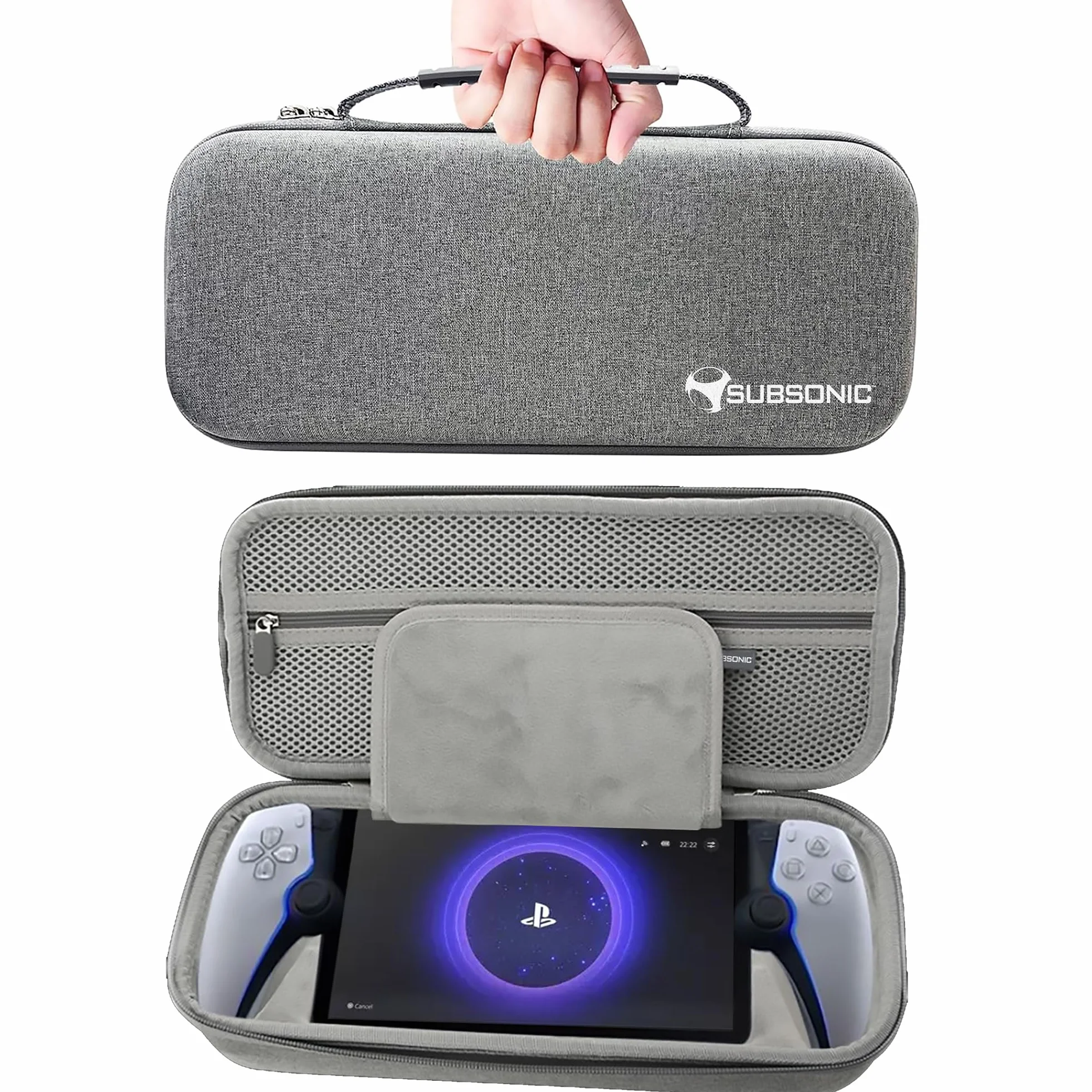 SUBSONIC Confezione protettiva con custodia di trasporto e protezione dello schermo in vetro temperato per Playstation Portal, custodia protettiva per PS Portal potatile in EVA resistente agli urti