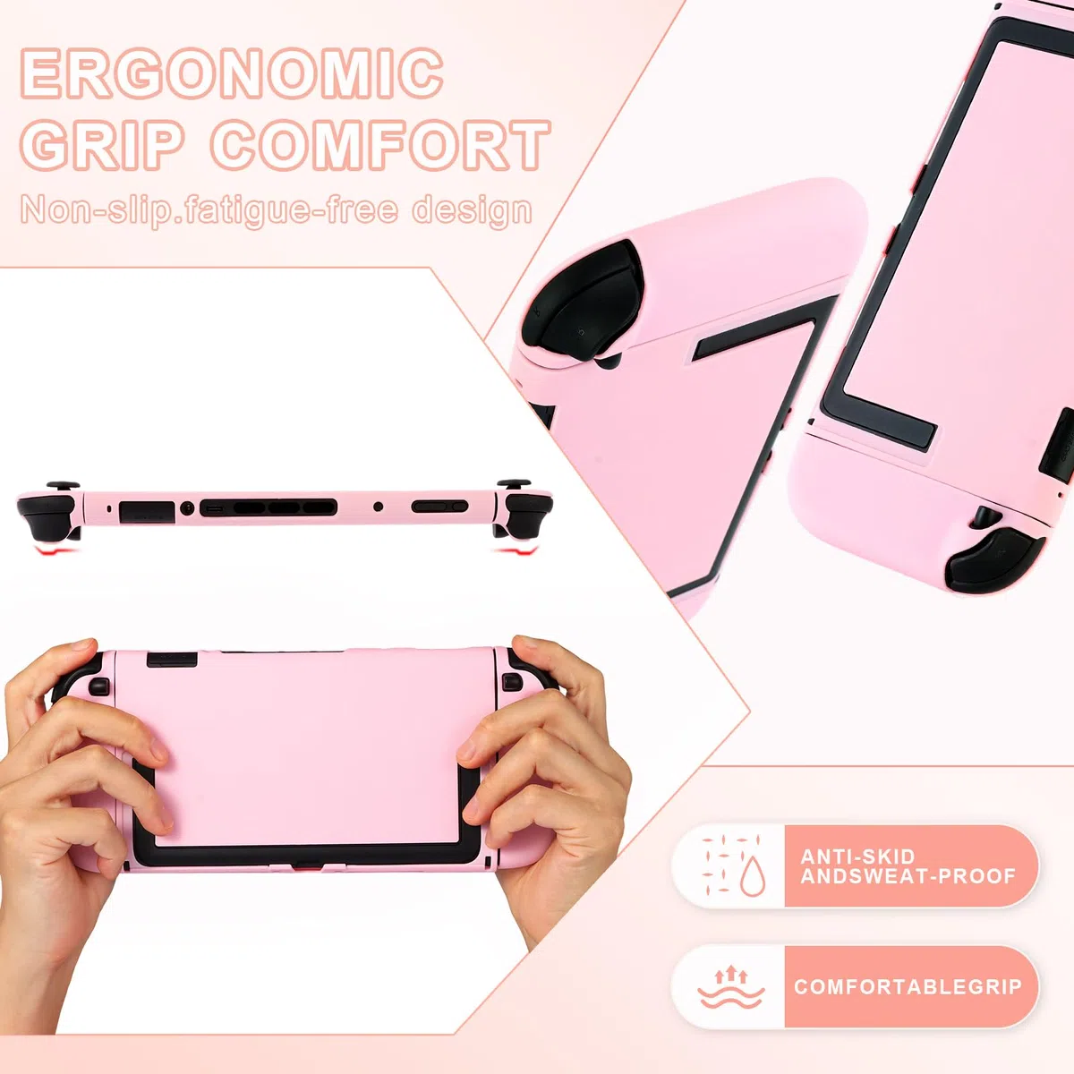 Custodia Protettiva Dockable per Nintendo Switch 2 (2025),Antigraffio,Antiurto e Resistente,Cover Compatibilità e Switch 2 per Joy-Con con Vetro Temperato,4 tappi Thumbstick (Rosa)