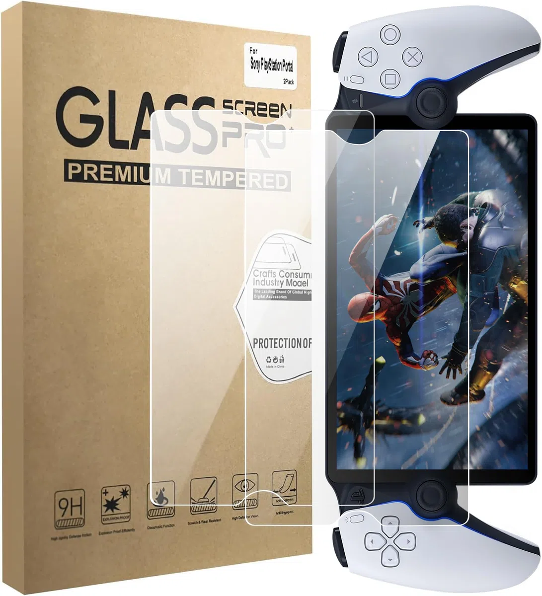 KOOWOD Pellicola protettiva compatibile con PlayStation Portal Remote Player, confezione da 2 pellicole in vetro temperato con durezza 9H, antigraffio, pellicola per schermo PS5, senza bolle,