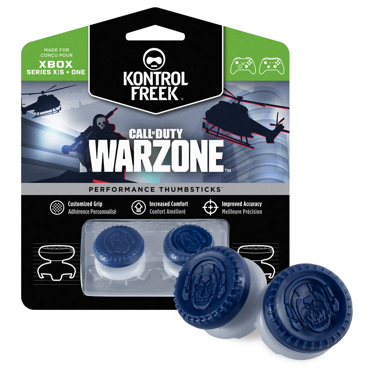 KontrolFreek Call of Duty: Warzone Performance Thumbsticks per Xbox One e Xbox Series X | 2 levette ibride a profilo alto | Blu/Grigie