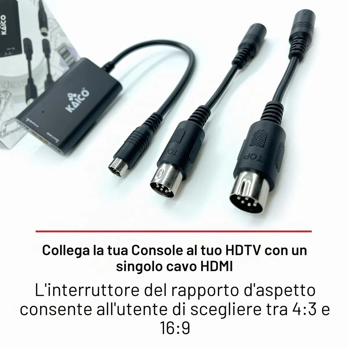 Kaico Adattatore HDMI Megadrive 1080p SEGA - Da utilizzare con Sega Genesis - Supporta l'uscita video S - Supporta console PAL e NTSC - Interruttore rapporto di aspetto per 16:9 o 4:3