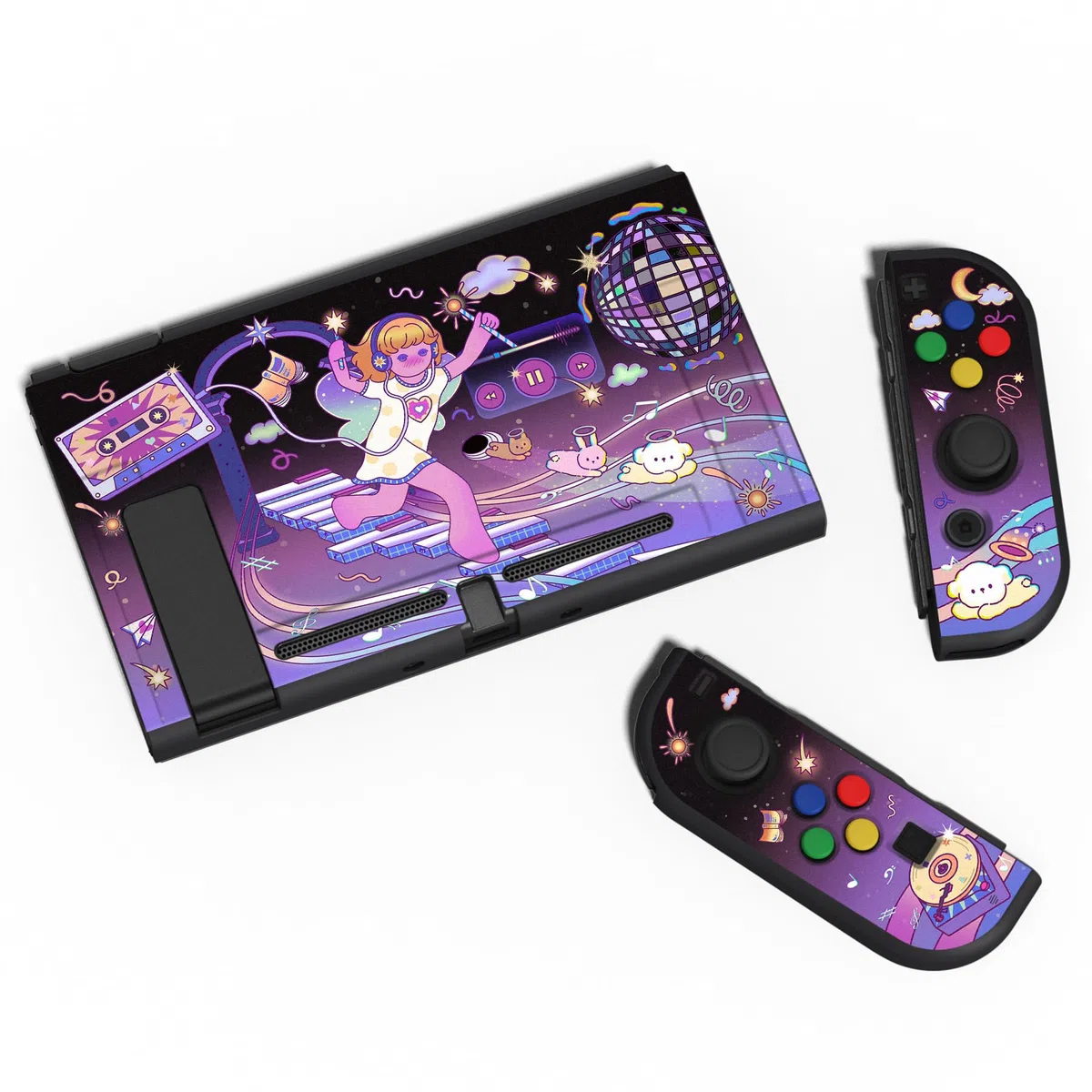 playvital ZealProtect - Custodia protettiva morbida per Nintendo Switch, protezione flessibile per interruttore, con pellicola protettiva in vetro, impugnature per pollice e tappi per pulsanti ABXY