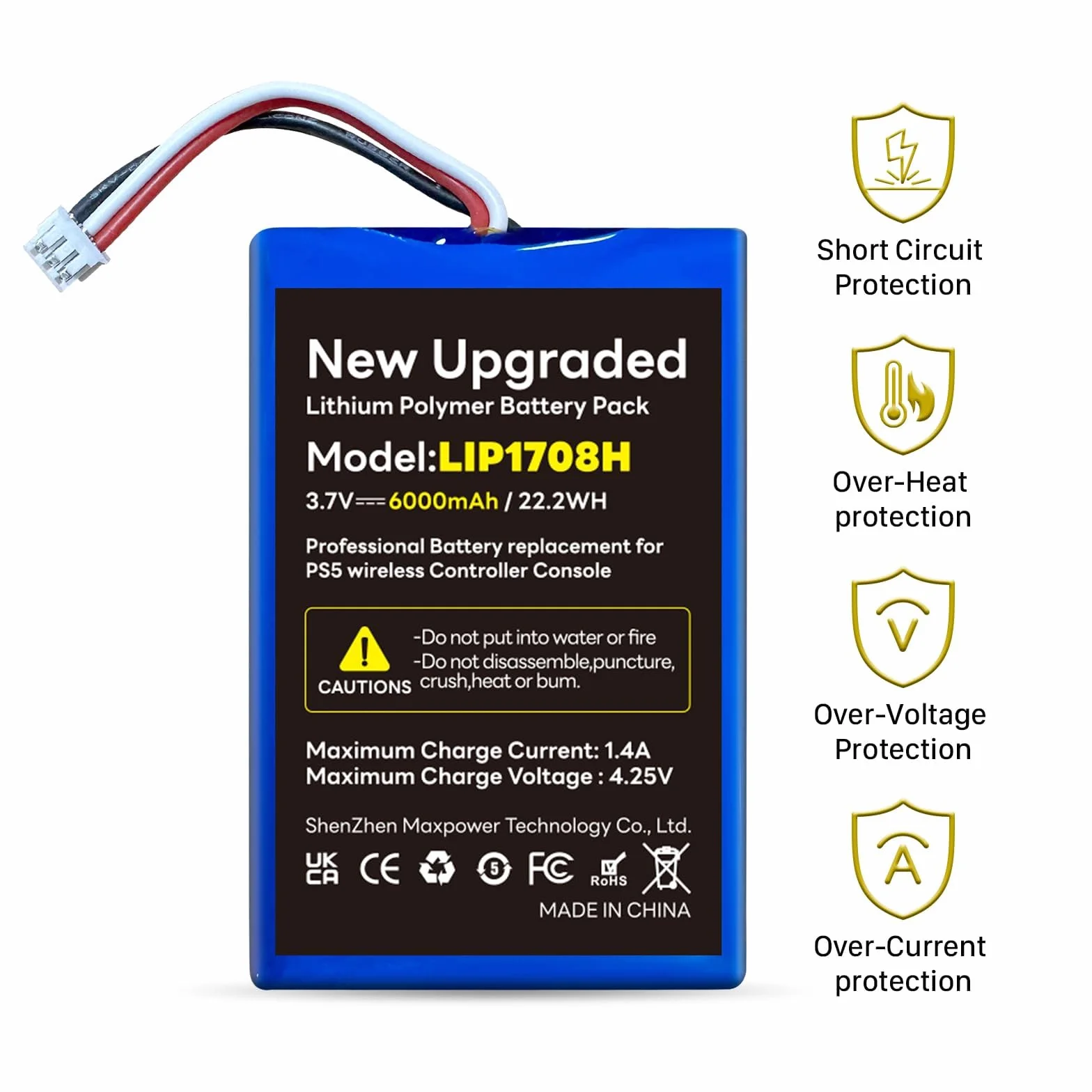 2 pezzi per Sony PS5, [6000 mAh](2026 nuovo aggiornamento) batteria agli ioni di litio di ricambio per PS5 PlayStation 5 DualSense Wireless Controller